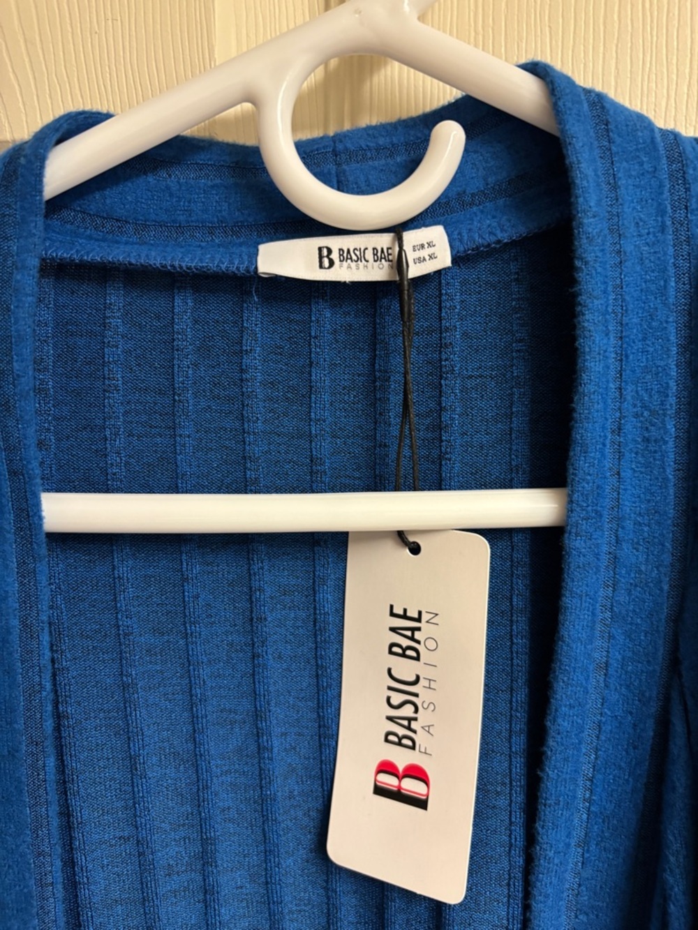 Basic One Open-Front Ribbed Cardigan - Royal Blue - Picture 2 of 4